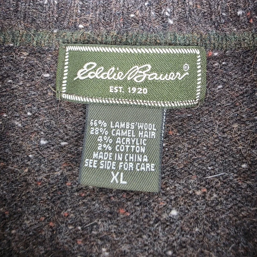 Eddie Bauer Sweater Nordic Fair Isle‎ Brown Wool Camel Blend Pullover Mens XL - Picture 4 of 7